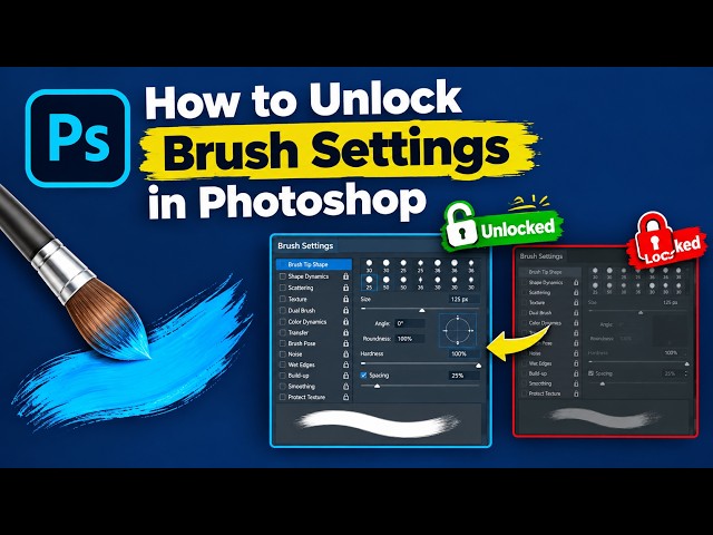 How to unlock brush settings in Photoshop