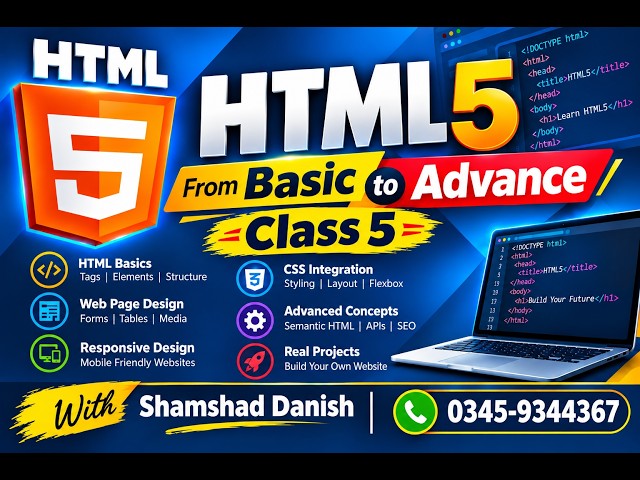 HTML5 class 5 || Web Designing || web designing form basic to advance