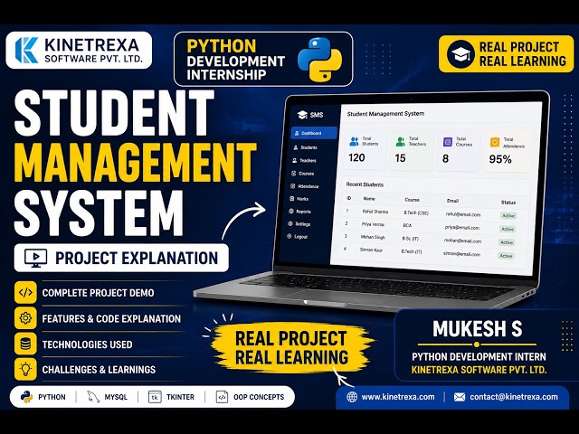 Python Student Management System Project Demo | Mukesh S | Kinetrexa Internship