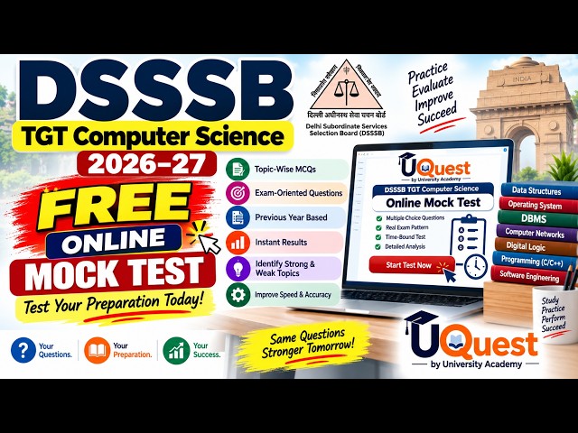 DSSSB TGT Computer Science 2026–27 | FREE Online Mock Test | Practice MCQs & Exam Preparation