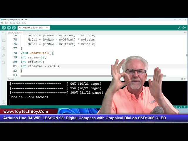 Arduino Uno R4 WiFi LESSON 98: Digital Compass with Graphical Dial on SSD1306 OLED