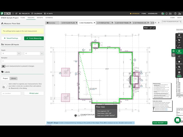 Performing takeoff in STACK software