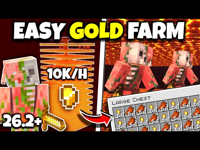 EASIEST Minecraft Gold Farm 1.21/26.2+ Tutorial | 10K+ Gold Per Hour
