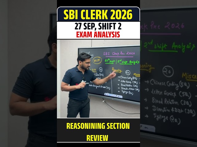 SBI CLERK 2026 27 sep, shift 2 exam analysis | REASONINING section review