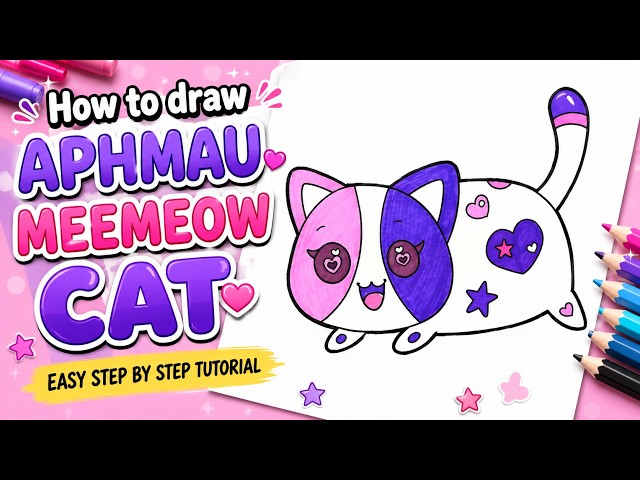 How to Draw Aphmau Meemeow Cat 🐱💜 | Easy Cute Drawing Tutorial | Step by step tutorial- #andyarthub