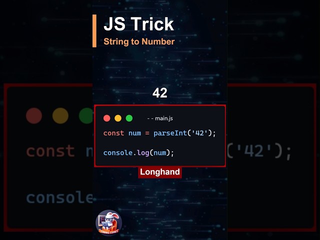 JS String to Number Longhand vs Shorthand | JavaScript Tips & Tricks #shorts #coding #webdevelopment