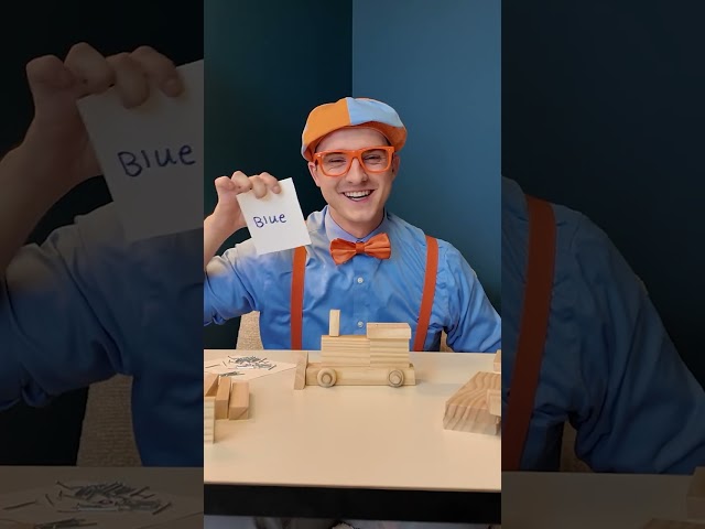 Blippi builds a train using shapes ! #blippi #shorts #train #toys #building
