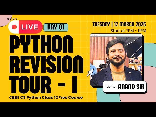 Day 01 | CS Python Class 12 | Chapter 01 | Python Revision Tour 01