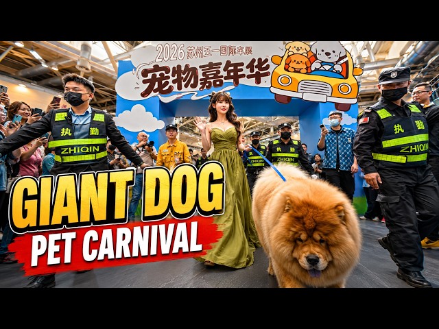 She Brought a Giant Dog to China’s Auto Show![8K VR180]