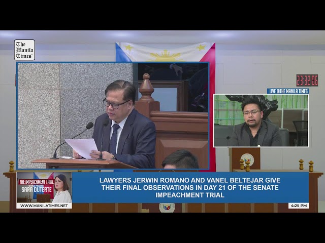 Day 21: Impeachment trial of Vice President Sara Duterte