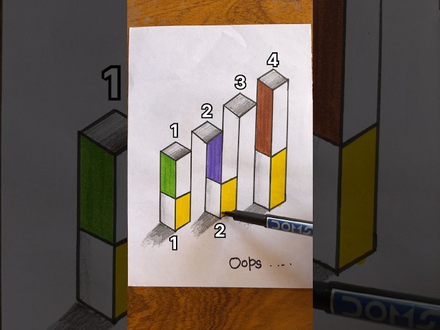 3D Illusion pillars Drawing! 😱 #shorts #art #ytshorts