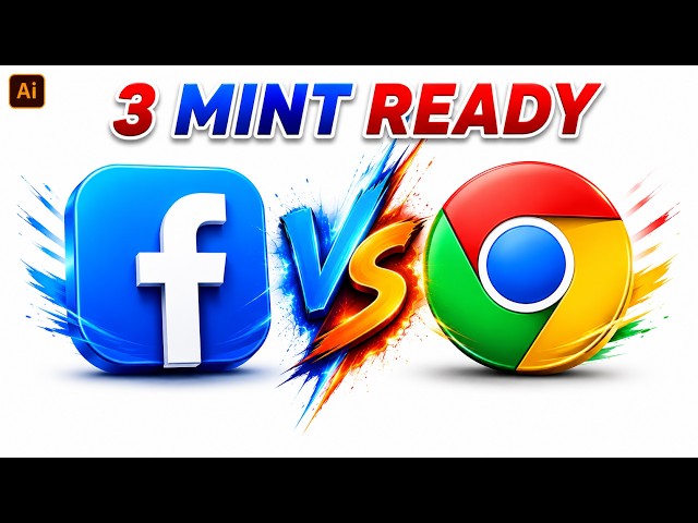 👉🔥 Facebook VS Chrome Logo Design in Adobe Illustrator | 3 Minute Logo Tutorial🔥