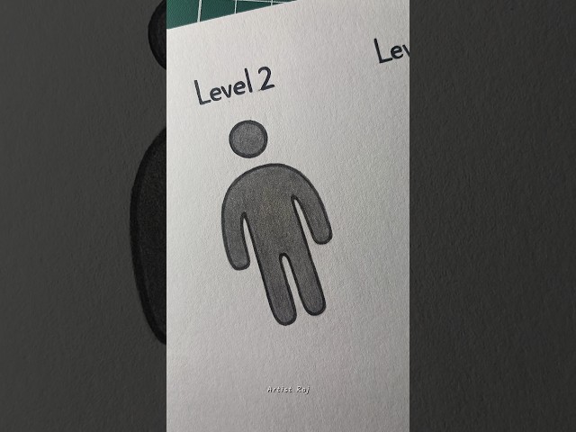 Stickman body drawing in Level-1,2,3 ✨ #art #drawing #howtodraw #stickman #tutorial #shorts