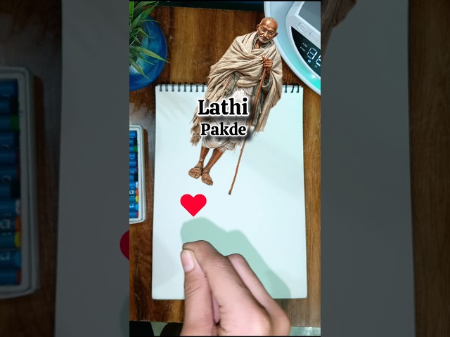 Piyush Draws X Mahatma Gandhi drawing | Final Part! ⚡ #shorts #gandhiji
