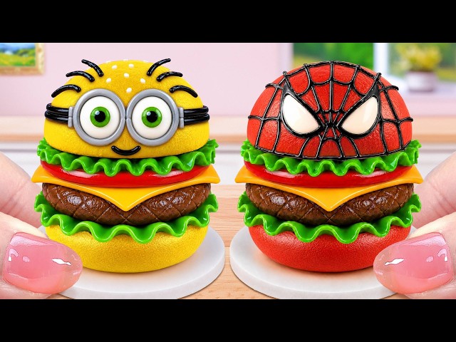 🍰Amazing Miniature Spider Man Hamburger Cake Decorating Idea 🕸️Mini Cakes