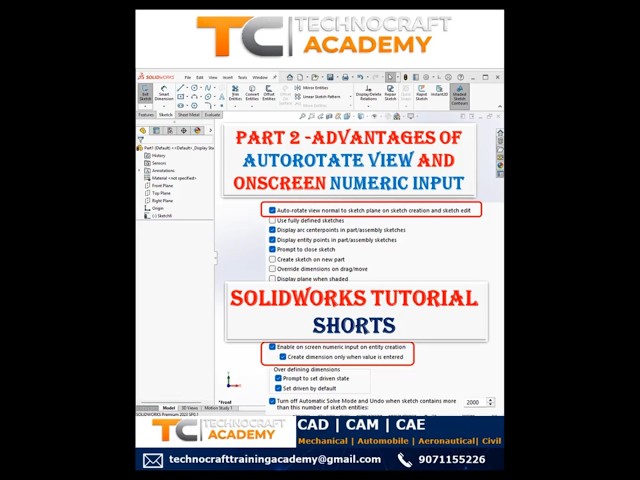 Part 2  - Advantages of having autorotate view and on screen numeric input #solidworks