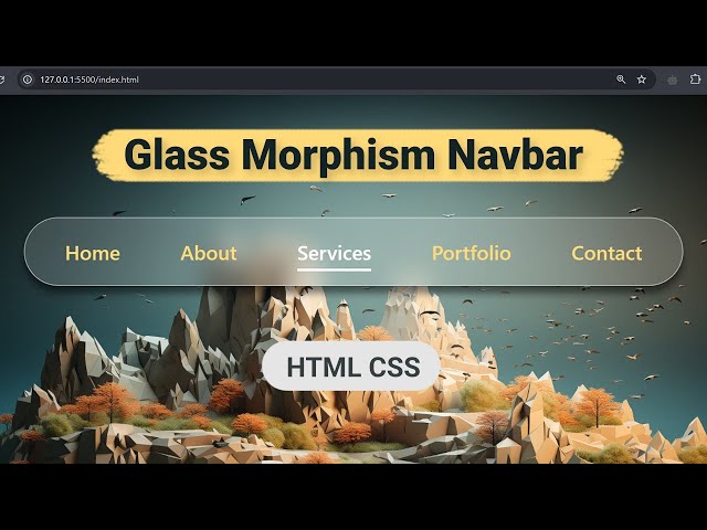 Create a Glass Morphism Navbar🔮 | Step-by-Step UI Design Tutorial (HTML/CSS) | mzcode01 #coding #css