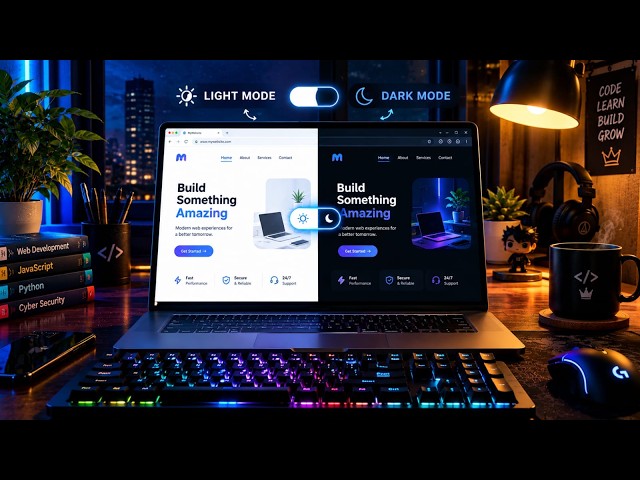 Dark Mode Toggle in Just 2 Minutes! | HTML, CSS & JavaScript Tutorial