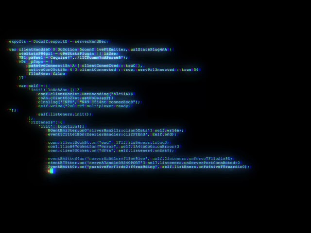 4к Relaxing Coding Screensaver Encrypted Programming Code blue glitch Video Loop no sound, no music
