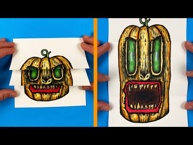 How to Draw Pumpkin Halloween Jack o' Lantern Folding Surprise