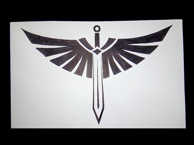 How to draw a Winged Sword tribal tattoo