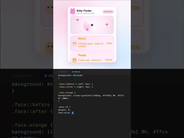 Cute Cat Finder  #coding #css #satisfying #shorts