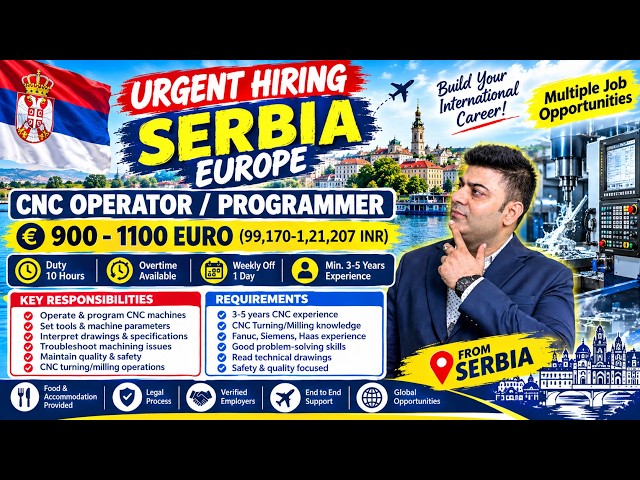 URGENT HIRING IN SERBIA 2026 | CNC Operator & Programmer Jobs | €900–€1100 Salary | Europe Jobs