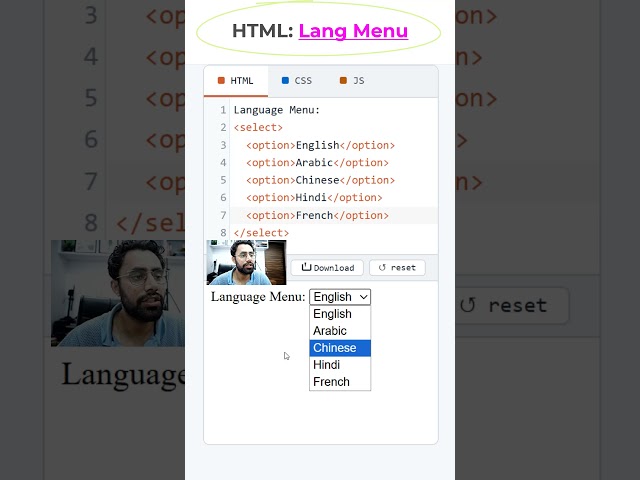 Language Selector Dropdown Menu using HTML CSS #header #navigation #htmltutorial #policy