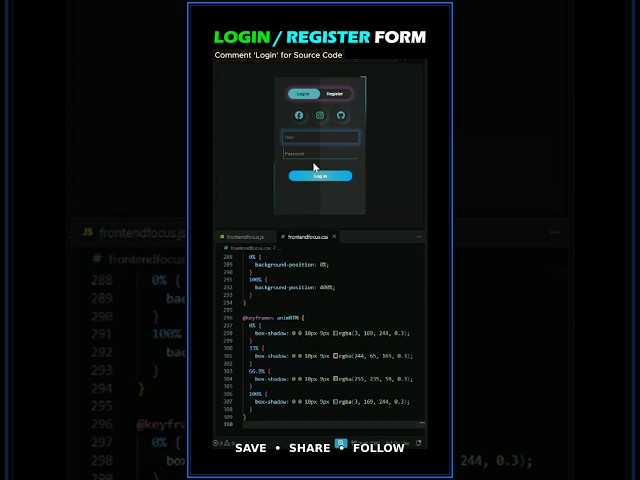 Modern Login & Register Form UI | HTML CSS 🔥 #Shorts
