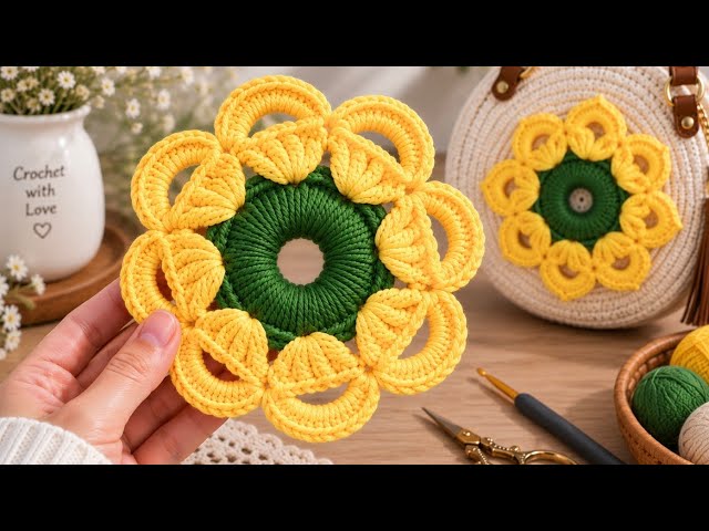 Easy Crochet Sunflower Flower Tutorial | Beautiful & Simple Crochet Pattern 🌻 #crochet 