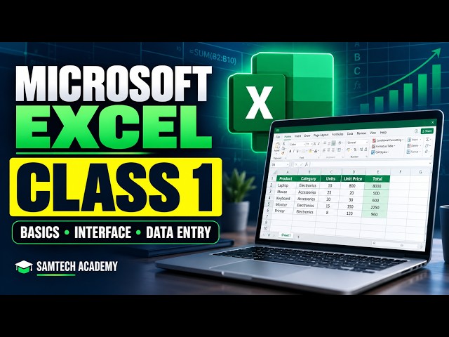Microsoft Excel Class 1 | Excel Basics, Interface, Data Entry & Formatting | Complete Excel Course