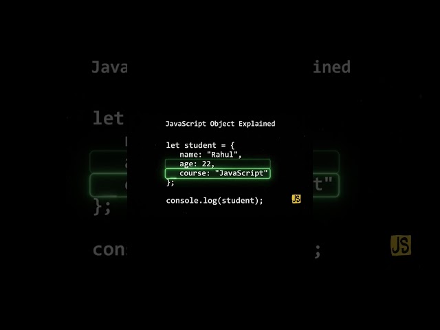 Simple JavaScript Object Explained in Seconds!#shorts #viral
