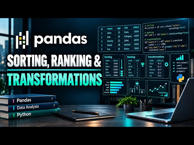Pandas Sorting, Ranking & Transformations | Module 06: Apply, Map & Discretization