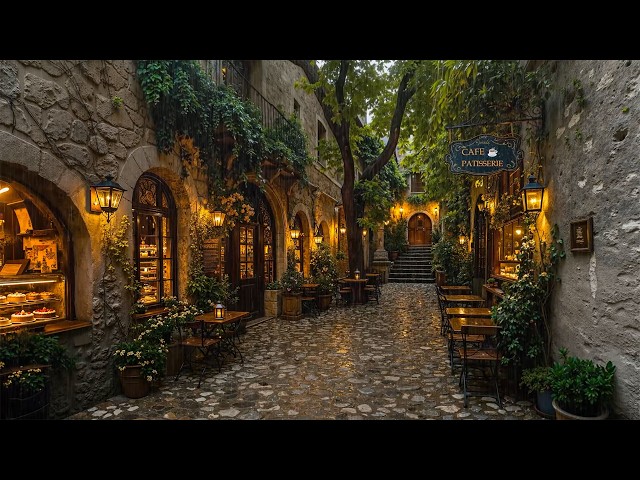 Rainy Vintage Café Patisserie Alley ☕ Deep & Smooth Jazz for Reading, Focus & Relax | Rain Sounds 🌧️
