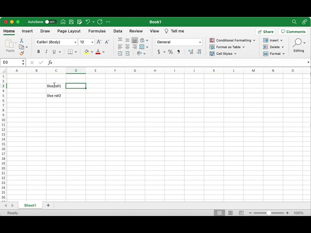 Excel Dice Roll