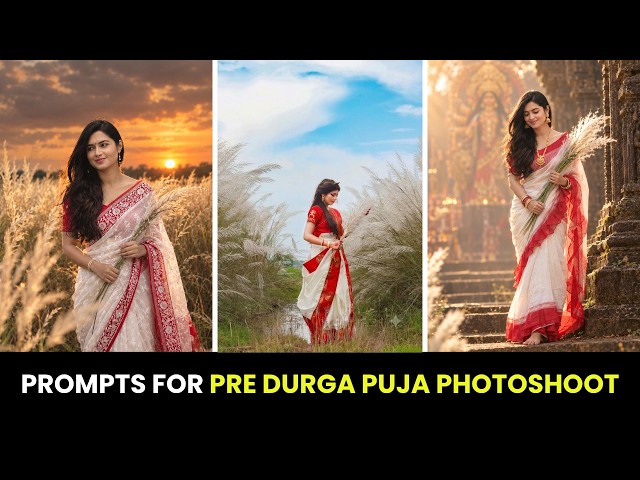Trending Durga Puja Photoshoot Prompt | Instagram Trending Durga Puja AI Photo Editing Prompt