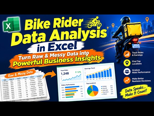 Bike Rider Data Analysis in Excel  Turn Raw & Messy Data into Powerful Business Insights