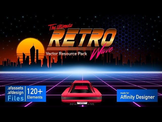Affinity Designer - The Ultimate Retrowave Vector Resource Pack (Includes Assets)