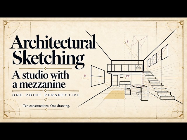 Interior in One-Point Perspective: Room, Furniture, Stair and Sunlight | Lesson 3