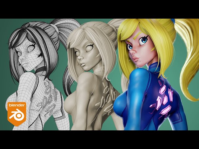 Zero Suit Samus 3D sculpt in Blender - Time Lapse
