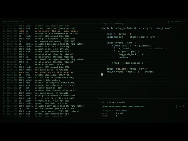 Coding Terminal — 8 Hour Programmer Background · Scrolling Logs & Code (4K, Silent)