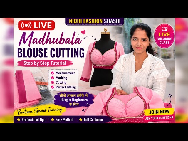 LIVE Madhubala Blouse Cutting Tutorial Step by Step Easy Cutting for Beginners