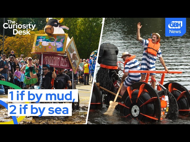 Watch human-powered sculptures compete across pavement, mud and water in Lowell, MA