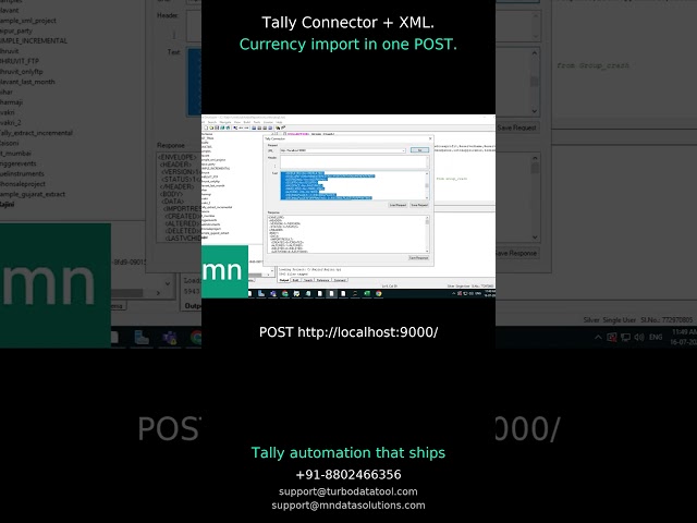 Currency import to Tally in one POST — Tally Connector + XML body #Tally #TallyTDL #API