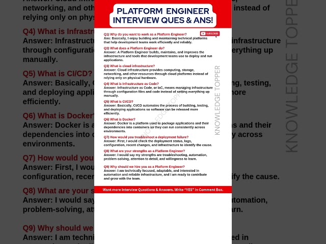 Platform Engineer Interview Questions and Answers