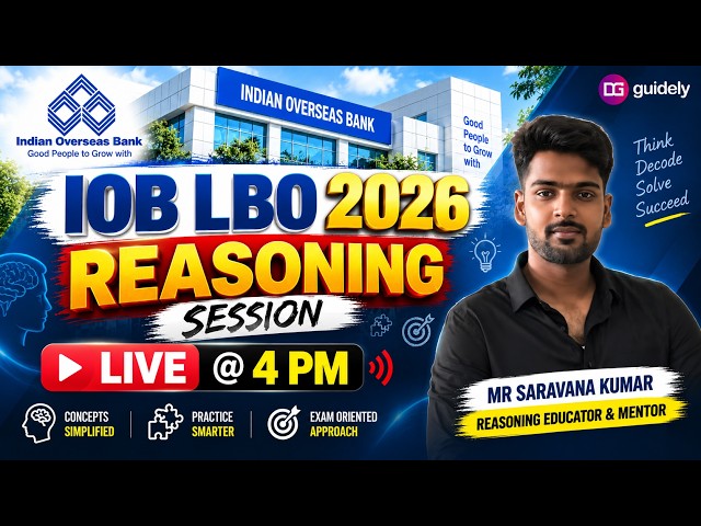 IOB LBO 2026 Reasoning🔥Complete Exam-Oriented Session |  Live @4PM #guidelytamil#sksirreasoning#goat