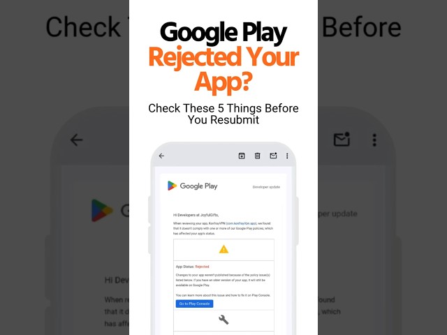 Google Play Rejected Your App? Check These 5 Things Before You Resubmit #shorts