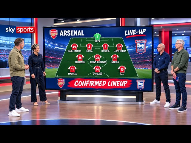 SKY SPORTS ANNOUNCED CONFIRMED ARSENAL LINEUP AGAINST IPSWICH TOWN AND MADE HUGE PREDICTION