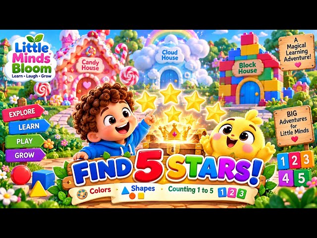 Max & Glow Find 5 Golden Stars! ⭐ Candy, Cloud & Block House Adventure