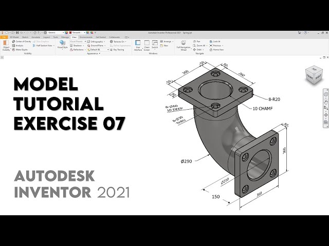 90 degree Pipe Bend | Autodesk Inventor 2021 | Exercise 07 | Intermediate Tutorial